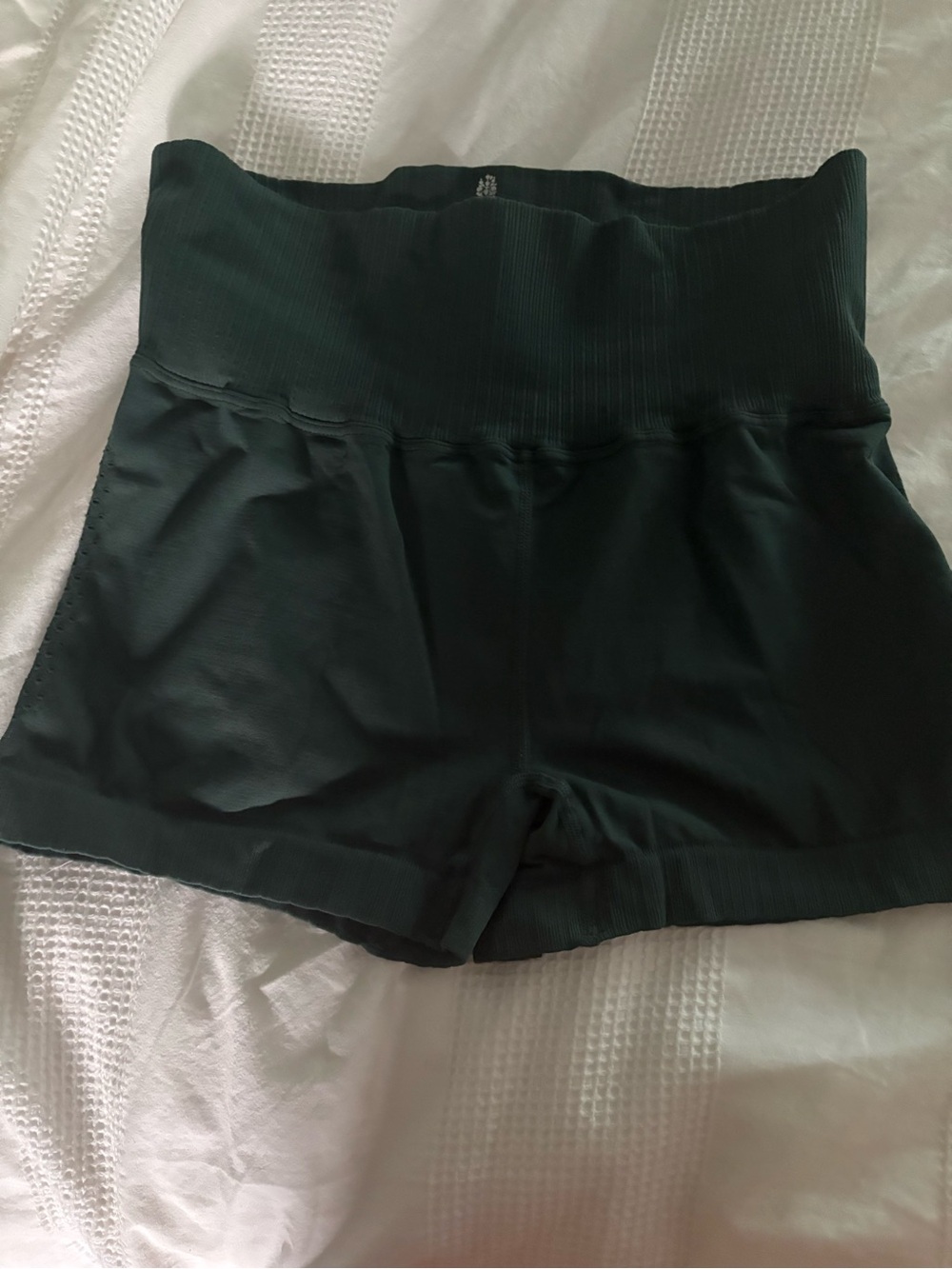 FP Movement by Free People High-Waist Dark Green Ribbed Active Shorts